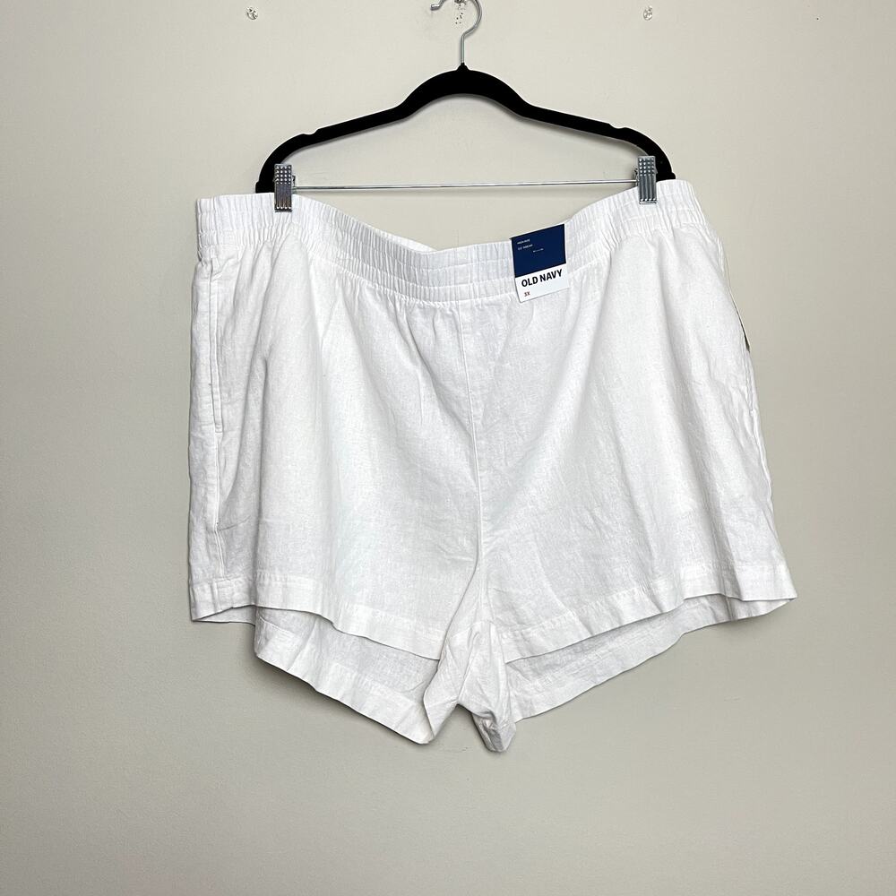 NWT Old Navy High Waisted Linen Blend Pull On Shorts Beach White Women's Sz 3X
